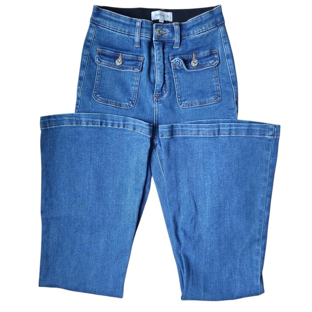 Special A Flare Jeans Women's Size 3/26 High Rise Flare Bell Bottom Denim Y2K